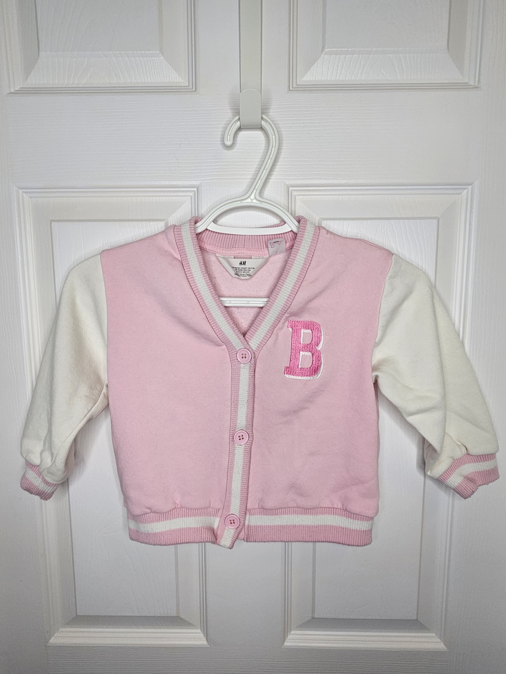 H&M Girls Barbie Cardigan Sweatshirt Pink Cream Size 4T